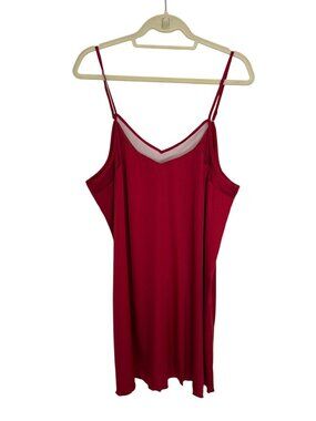 Ekouaer Satin Nightgown Slip Dress - Red Size 2xL